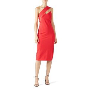 Cushnie Watermelon One Shoulder Sleeveless Pencil Dress Women's Size 6